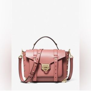 Michael Kors Manhattan Medium Leather Studded Satchel